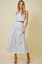 Load image into Gallery viewer, LAST ONE Pink/Green Striped Crop Midi Skirt Set
