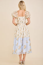 Load image into Gallery viewer, SPRING 2026 Yellow/Blue Floral Midi Dress
