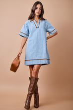 Load image into Gallery viewer, NEWEST ARRIVAL Denim Contrast Brown Corduroy Shift Dress
