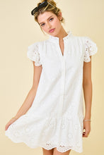 Load image into Gallery viewer, NEWEST ARRIVAL White Eyelet Button Down Dress
