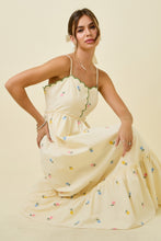 Load image into Gallery viewer, NEWEST ARRIVAL Cream Embroidered Floral Print Midi Dress
