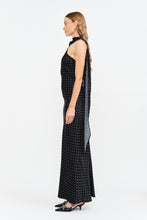 Load image into Gallery viewer, NEWEST ARRIVAL Black/White Polka Dot Neck Scarf Maxi Dress
