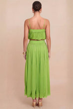 Load image into Gallery viewer, NEWEST ARRIVAL *PREORDER 6/26* Lime Green Pleated Maxi Skirt Set
