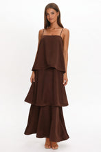 Load image into Gallery viewer, NEWEST ARRIVAL Chocolate Brown Tiered Layered Maxi Dress
