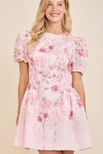 Load image into Gallery viewer, NEWEST ARRIVAL Pink Floral Puff Sleeve Dress
