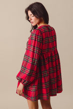 Load image into Gallery viewer, LAST ONE FINAL SALE Red Plaid Front Bow Babydoll Dress
