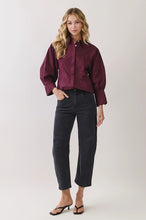 Load image into Gallery viewer, NEWEST ARRIVAL Burgundy Button Down Cuff Sleeve Blouse
