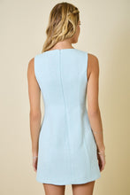 Load image into Gallery viewer, NEWEST ARRIVAL Light Blue Wavy Cut Out Tweed Dress

