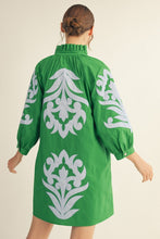 Load image into Gallery viewer, LAST ONE Green/Blue Floral Applique Shift Dress
