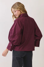 Load image into Gallery viewer, NEWEST ARRIVAL Burgundy Button Down Cuff Sleeve Blouse
