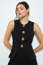 Load image into Gallery viewer, NEWEST ARRIVAL Black Gold Button Front Vest
