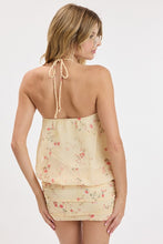 Load image into Gallery viewer, NEWEST ARRIVAL Butter Yellow Floral Print Halter Mini Dress
