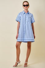 Load image into Gallery viewer, NEWEST ARRIVAL Blue/Navy Striped Shirt Dress

