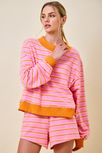 Load image into Gallery viewer, NEWEST ARRIVAL Pink/Orange Striped Mock Neck Shorts Set
