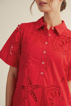 Load image into Gallery viewer, NEWEST ARRIVAL Red Eyelet Beach Dress
