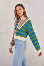 Load image into Gallery viewer, NEWEST ARRIVAL *PREORDER 10/28* Fall Striped Color Block Quarter Zip Pullover
