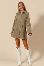 Load image into Gallery viewer, NEWEST ARRIVAL Olive Brown Washed Denim Dress
