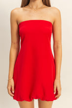 Load image into Gallery viewer, NEWEST ARRIVAL Red Strapless Blouson Mini Dress
