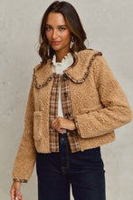 Load image into Gallery viewer, NEWEST ARRIVAL Brown Sherpa Peter Pan Collar Jacket
