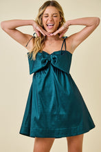 Load image into Gallery viewer, NEWEST ARRIVAL Hunter Green Bow Mini Dress
