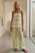 Load image into Gallery viewer, LAST ONE Green Floral Print Lace Trim Pants Set
