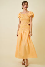 Load image into Gallery viewer, NEWEST ARRIVAL Pink/Yellow Gingham Smocked Maxi Skirt Set
