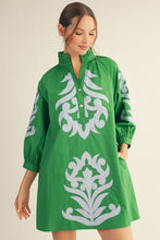 Load image into Gallery viewer, LAST ONE Green/Blue Floral Applique Shift Dress
