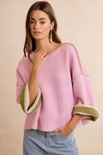 Load image into Gallery viewer, NEWEST ARRIVAL Reversible Light Olive/Blush Sweater
