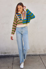 Load image into Gallery viewer, NEWEST ARRIVAL *PREORDER 10/28* Fall Striped Color Block Quarter Zip Pullover
