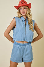 Load image into Gallery viewer, NEWEST ARRIVAL Light Denim Zipper Shorts Set
