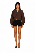 Load image into Gallery viewer, NEWEST ARRIVAL Brown Cropped Wrap Buckle Jacket
