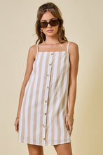 Load image into Gallery viewer, NEWEST ARRIVAL Tan Striped A-Line Cami Dress
