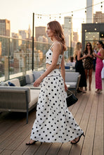Load image into Gallery viewer, NEWEST ARRIVAL White/Black Polka Dot Crop Maxi Skirt Set

