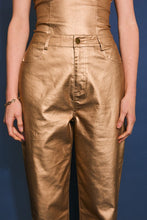 Load image into Gallery viewer, Gold Foil Strapless Bodysuit Pants Set
