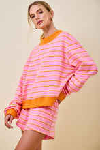 Load image into Gallery viewer, NEWEST ARRIVAL Pink/Orange Striped Mock Neck Shorts Set
