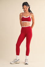 Load image into Gallery viewer, NEWEST ARRIVAL Crimson Red Athletic Layered Sports Bra and Leggings Set
