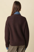 Load image into Gallery viewer, NEWEST ARRIVAL Brown/Denim Contrast Trim Cardigan
