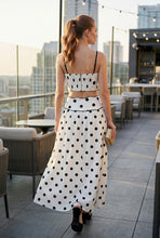 Load image into Gallery viewer, NEWEST ARRIVAL White/Black Polka Dot Crop Maxi Skirt Set
