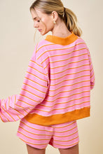 Load image into Gallery viewer, NEWEST ARRIVAL Pink/Orange Striped Mock Neck Shorts Set
