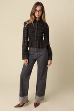 Load image into Gallery viewer, NEWEST ARRIVAL Brown/Dark Green Plaid Smocked Blouse
