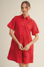Load image into Gallery viewer, NEWEST ARRIVAL Red Embroidered Seashell Beach Dress
