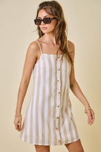Load image into Gallery viewer, NEWEST ARRIVAL Tan Striped A-Line Cami Dress
