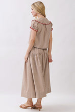 Load image into Gallery viewer, NEWEST ARRIVAL *PREORDER 8/28* Brown/Red Contrast Gingham Midi Skirt Set

