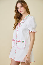 Load image into Gallery viewer, NEWEST ARRIVAL White Floral Embroidered Peter Pan Dress
