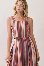 Load image into Gallery viewer, NEWEST ARRIVAL Mauve Colors of Fall Striped Midi Skirt Set
