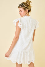 Load image into Gallery viewer, NEWEST ARRIVAL White Eyelet Button Down Dress
