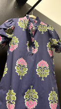 Load image into Gallery viewer, NEWEST ARRIVAL Navy Floral Ruffle Mock Neck Midi Dress
