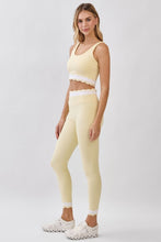 Load image into Gallery viewer, NEWEST ARRIVAL *PREORDER 6/26* Yellow Scallop Trim Crop Athletic Pants Set
