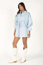 Load image into Gallery viewer, NEWEST ARRIVAL *PREORDER 2/10* Light Blue Extra Puff Sleeve Button Front Dress
