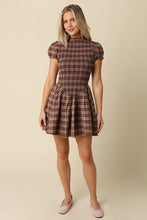 Load image into Gallery viewer, NEWEST ARRIVAL Brown Plaid Smocked Dress
